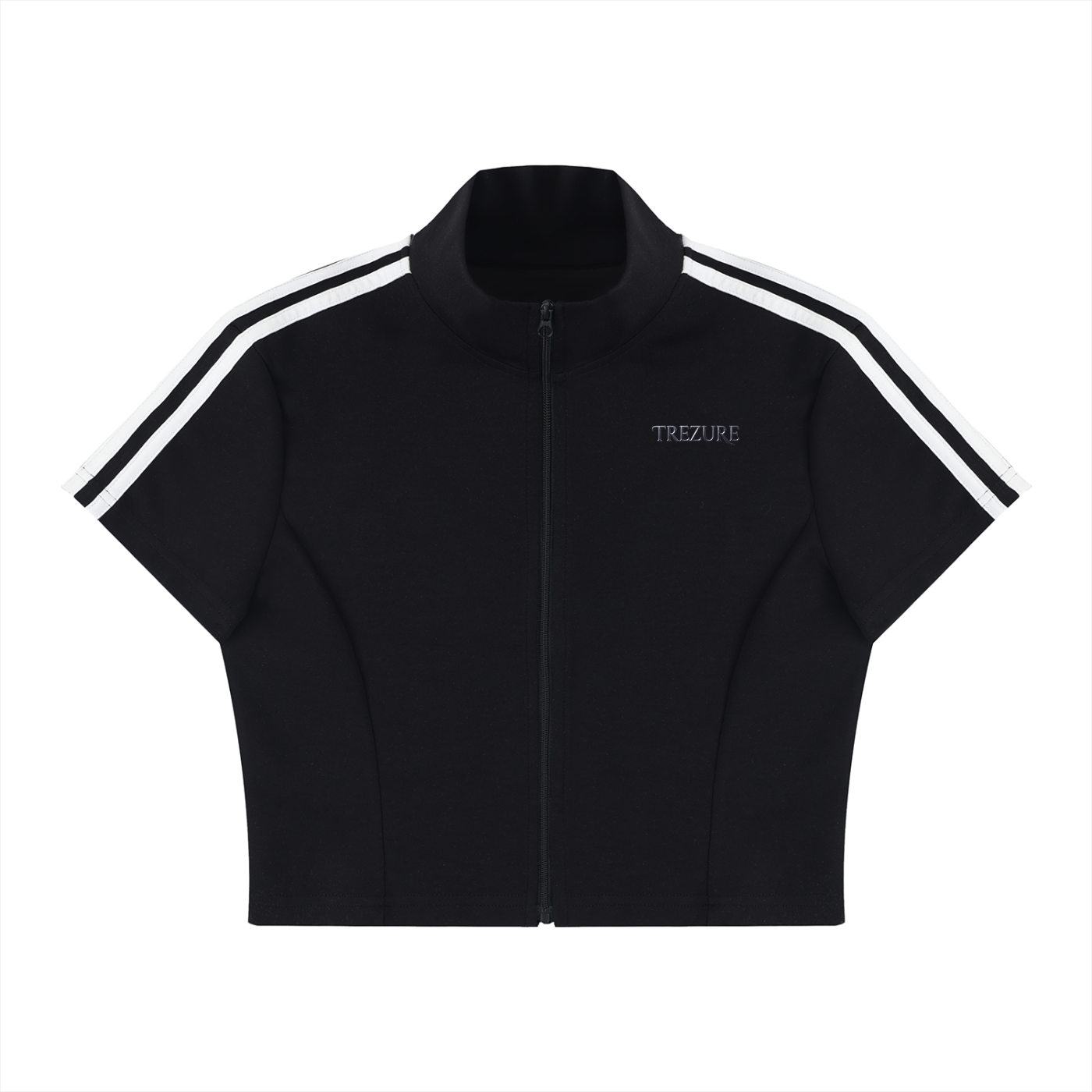 Women's Cropped Full Zip Short Sleeve T-Shirt