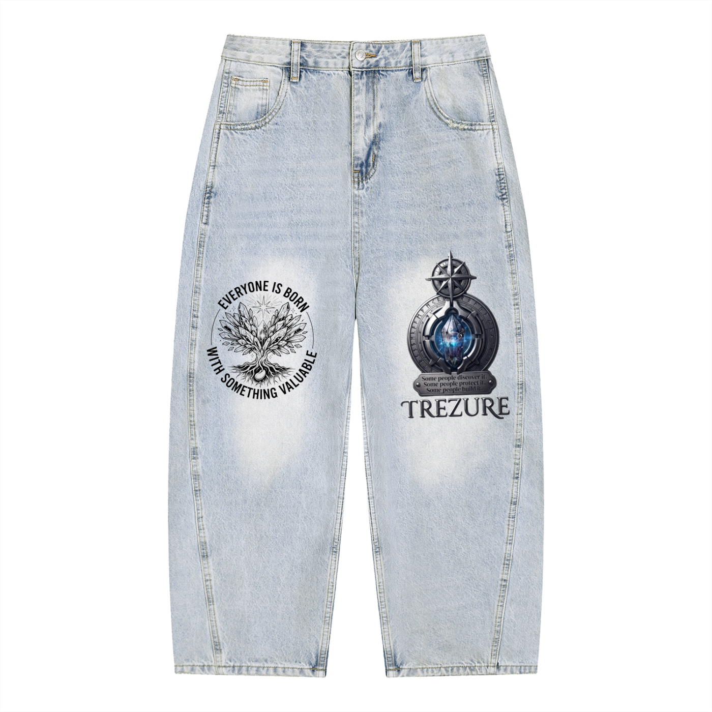 Men's Vintage Wash Sunfade Barrel Leg Jeans