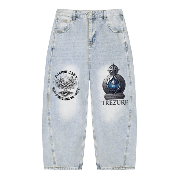 Men's Vintage Wash Sunfade Barrel Leg Jeans