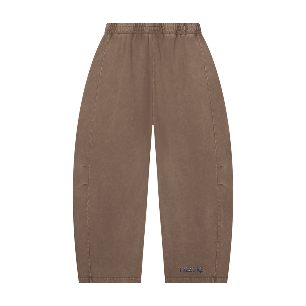 Unisex Mineral Wash Barrel Leg Pants