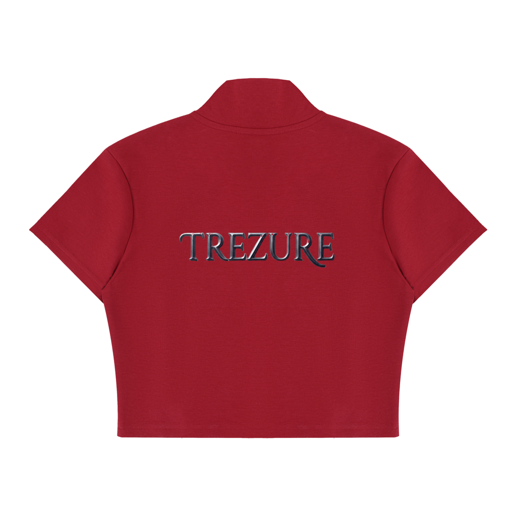 Women's Cropped Full Zip Short Sleeve T-Shirt