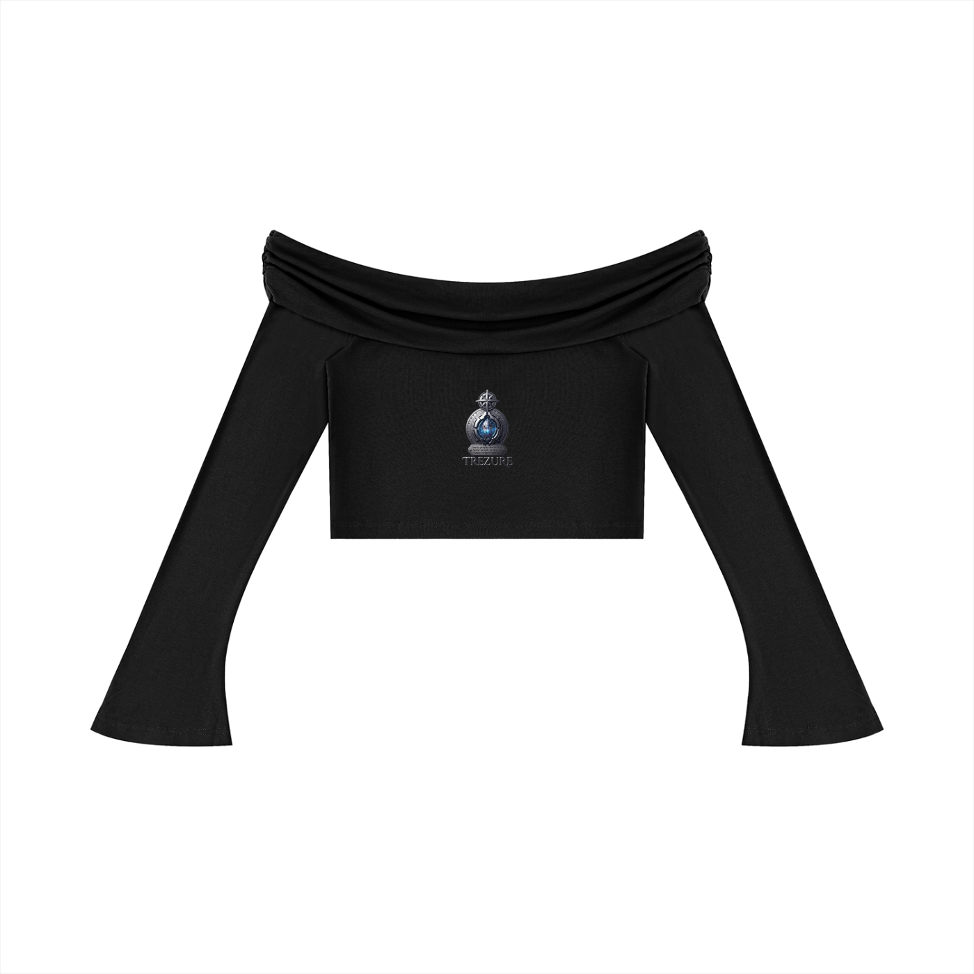 Women's Off-the-Shoulder Bell Sleeve Crop T-Shirt