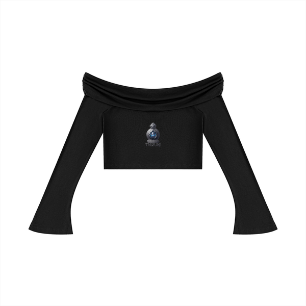 Women's Off-the-Shoulder Bell Sleeve Crop T-Shirt