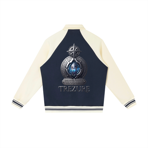 Contrast Raglan Sleeve Baseball Jacket