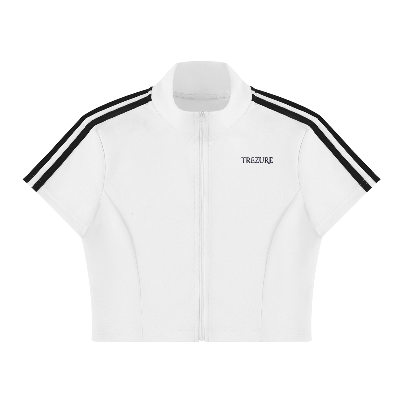 Women's Cropped Full Zip Short Sleeve T-Shirt