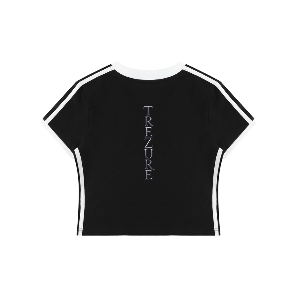 Women's Retro Binding V-Neck Crop T-Shirt