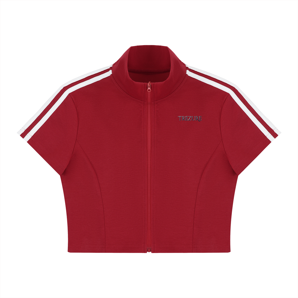 Women's Cropped Full Zip Short Sleeve T-Shirt