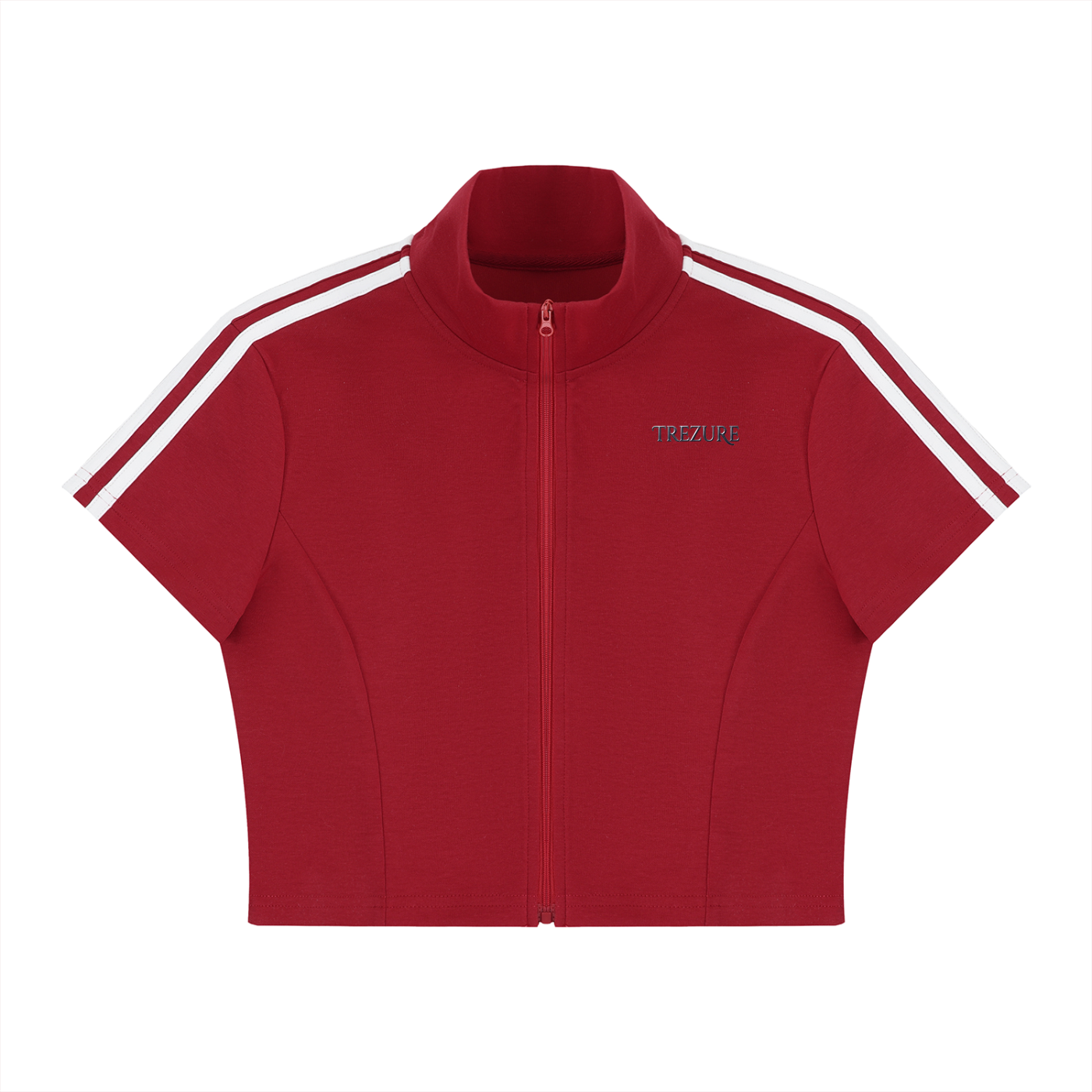 Women's Cropped Full Zip Short Sleeve T-Shirt