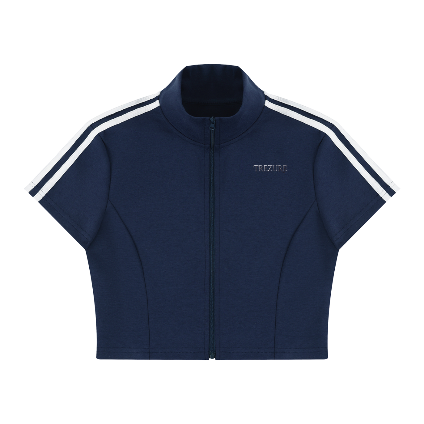 Women's Cropped Full Zip Short Sleeve T-Shirt