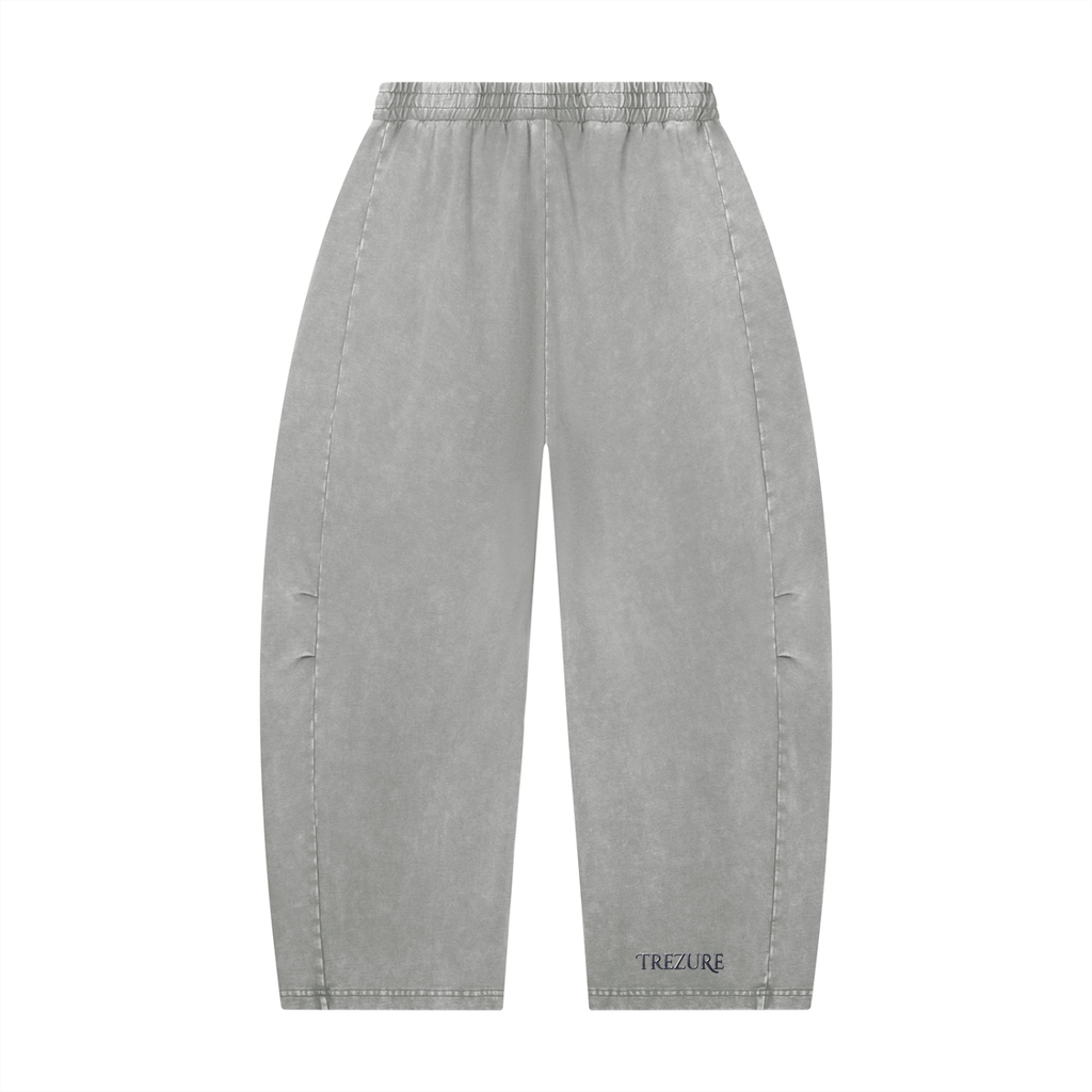 Unisex Mineral Wash Barrel Leg Pants