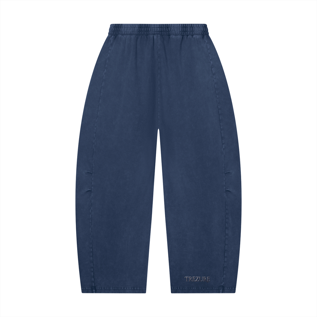 Unisex Mineral Wash Barrel Leg Pants