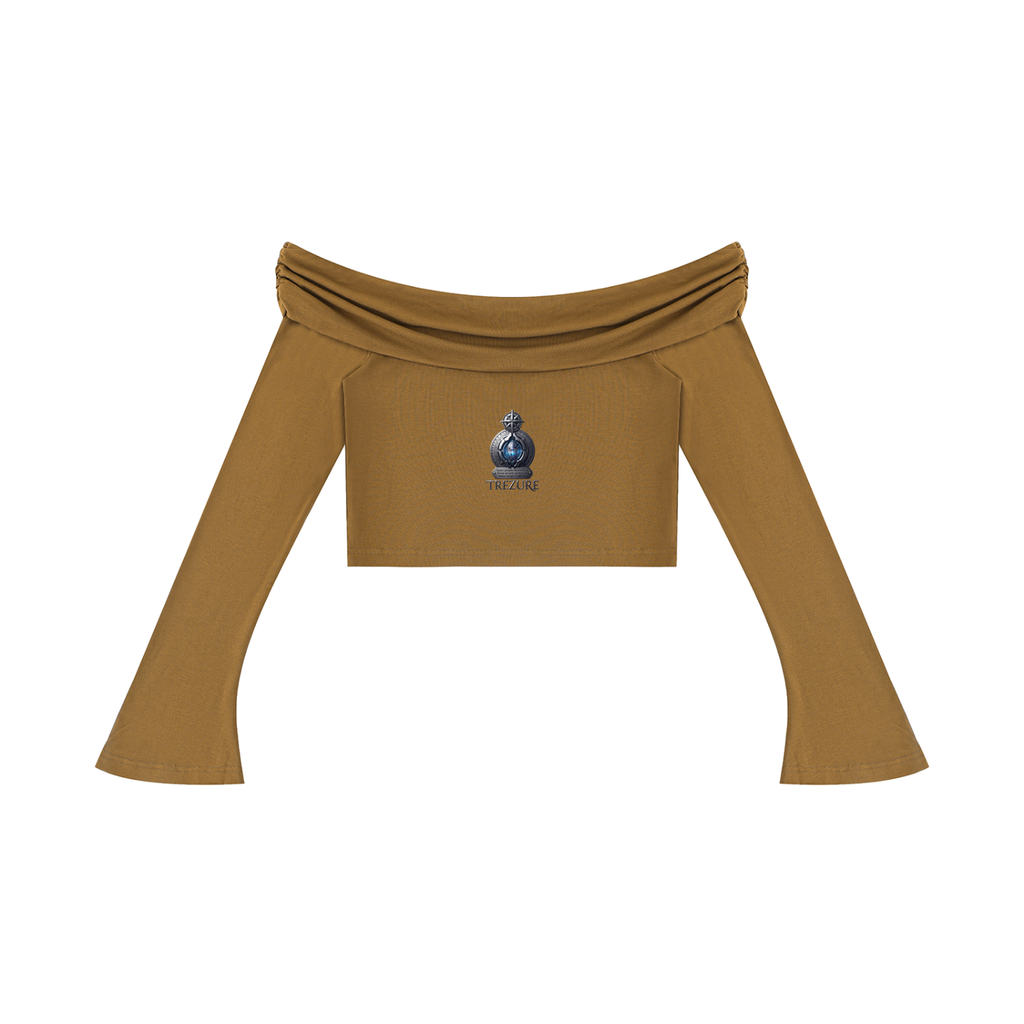 Women's Off-the-Shoulder Bell Sleeve Crop T-Shirt
