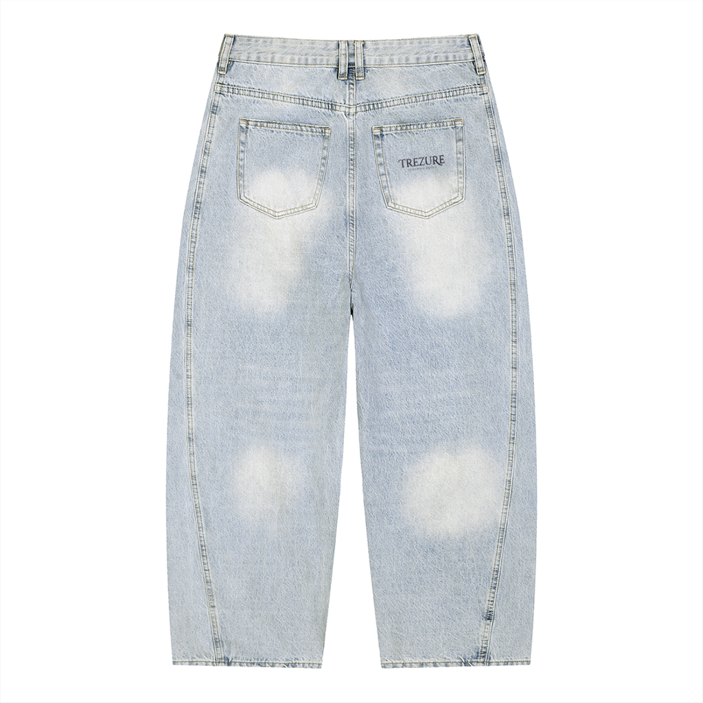 Men's Vintage Wash Sunfade Barrel Leg Jeans