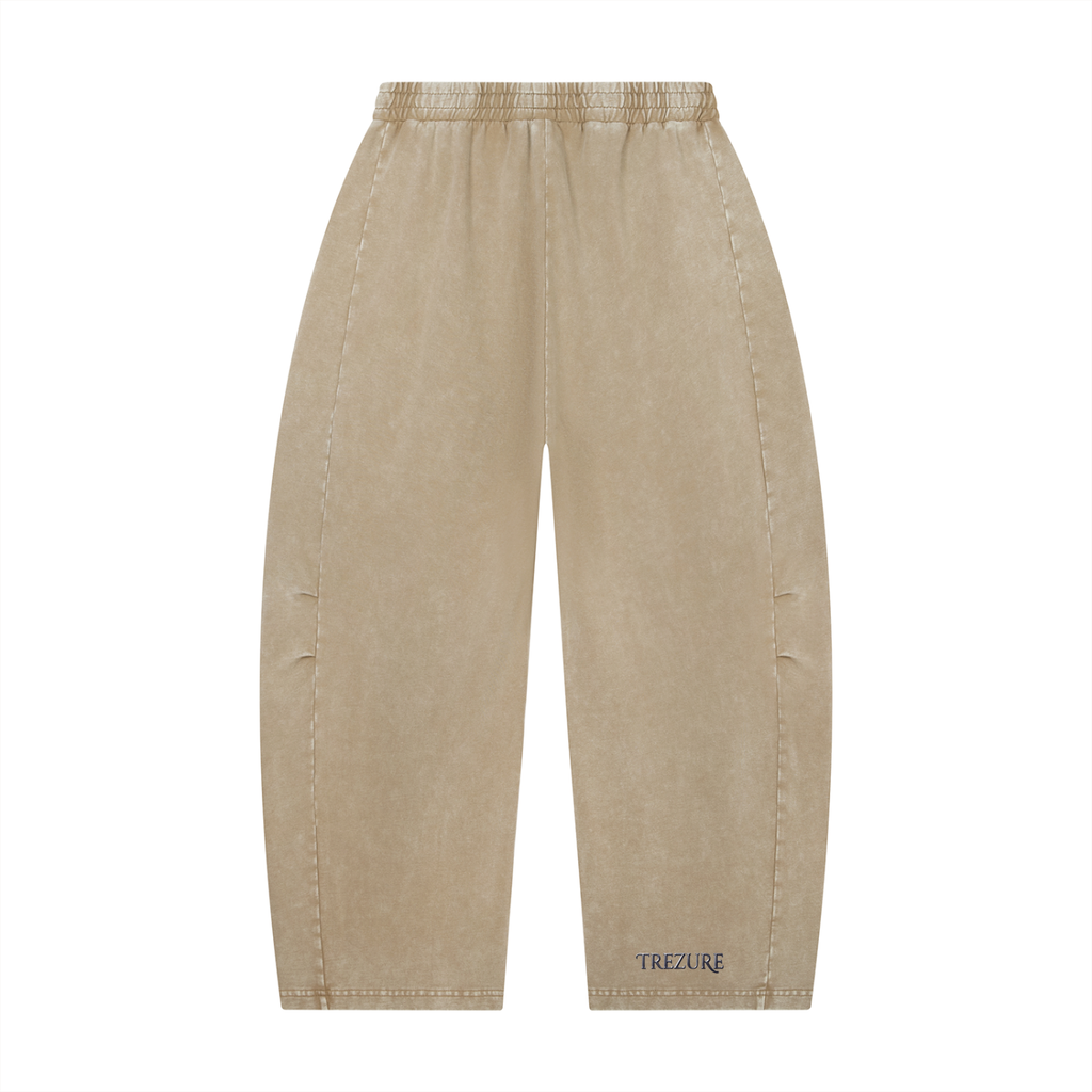 Unisex Mineral Wash Barrel Leg Pants