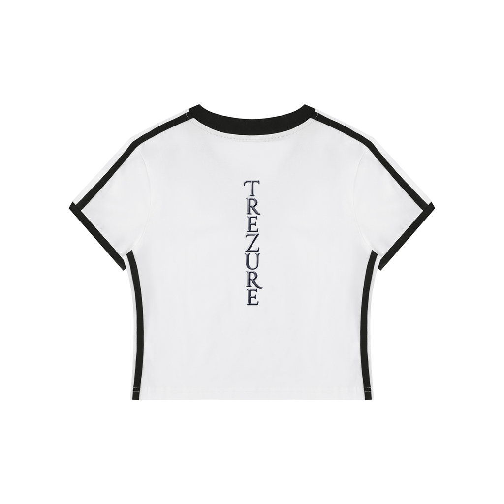 Women's Retro Binding V-Neck Crop T-Shirt