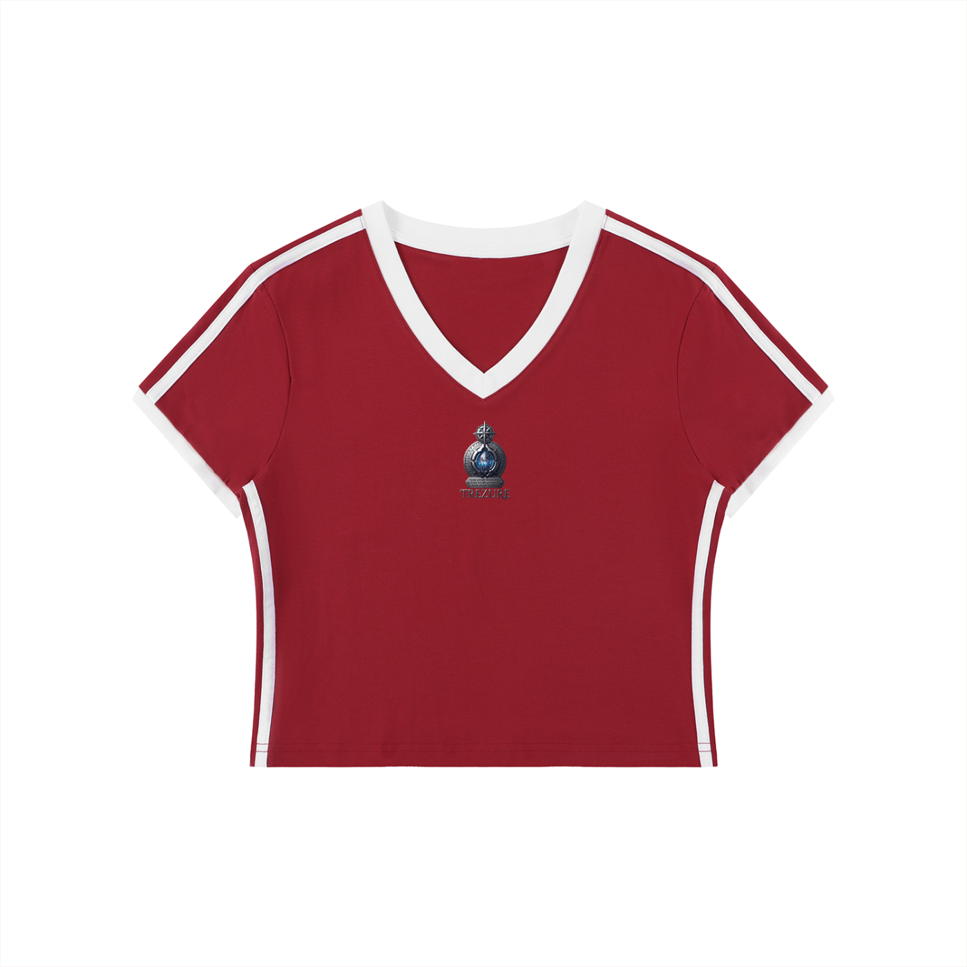 Women's Retro Binding V-Neck Crop T-Shirt